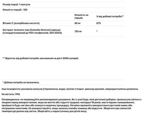 Экстракт зеленого чая Zenwise Green Tea Extract, 120 капсул