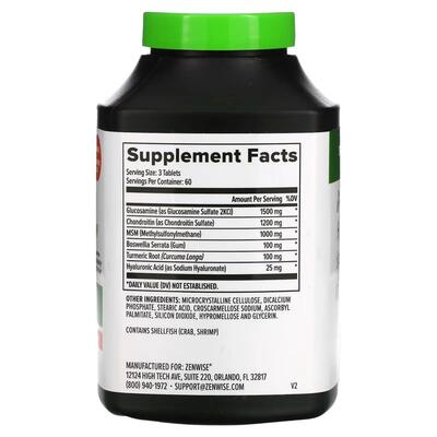 Поддержка суставов Zenwise Joint Support Advanced Strength, 180 таблеток