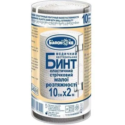 Бинт еластичний стрічковий «Білосніжка» медичний, малої розтяжності 10 см х 2 м
