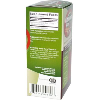 Корица Genceutic Naturals Cinnamon 500 мг, 60 NP капсул
