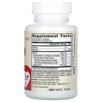 Масло криля Jarrow Formulas Krill Oil, 60 мягких капсул.