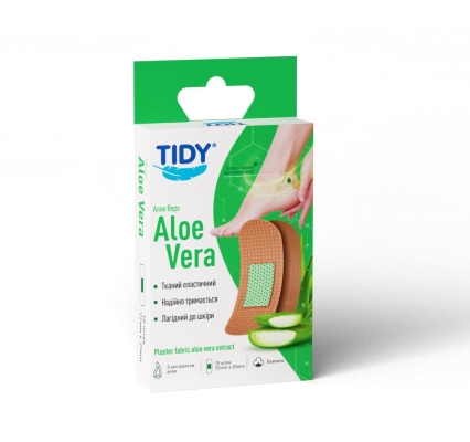 Пластырь медицинский Tidy Алоэ Вера бактерицидный на тканевой основе, 72 мм x 25 мм, 10 штук