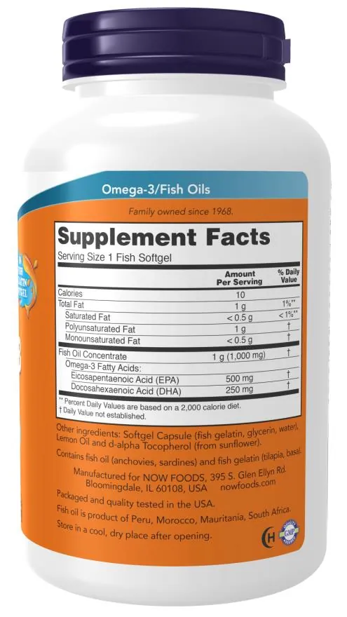 Ультра Омега-3 NOW Ultra Omega-3 Fish Oil, 180 м’яких желатинових капсул (риб'ячий желатин)