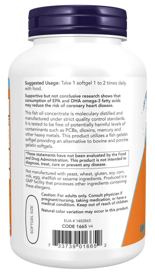 Ультра Омега-3 NOW Ultra Omega-3 Fish Oil, 180 м’яких желатинових капсул (риб'ячий желатин)