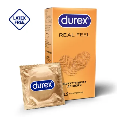 Презервативи з синтетичного латексу Durex Real Feel натуральні