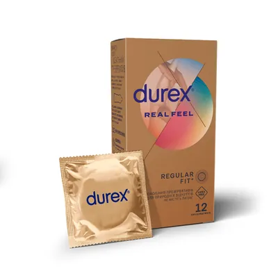 Презервативи з синтетичного латексу Durex Real Feel натуральні відчуття, 12 штук