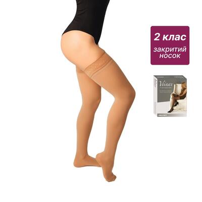 Чулки компрессионные Veinax Transparent 832R-BG класс компрессии 2, закрытый носок, длина средняя, ??прозрачные, цвет бежевый, размер 3
