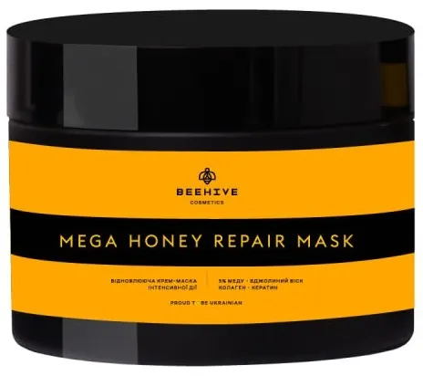 Крем-маска для волосся Beehive Mega Honey repair mask інтенсивної дії для відновлення, живлення та зволоження, 250 мл