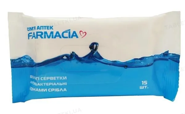 Серветки вологі Farmacia Антибактеріальні, 15 шт