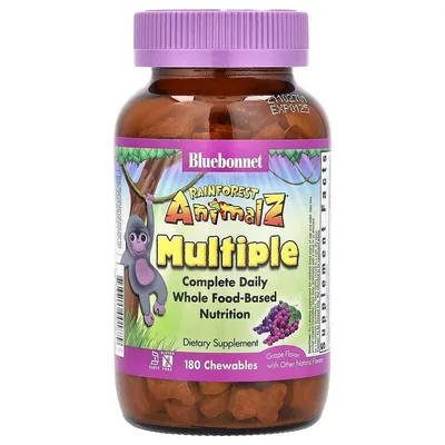 Мультивітаміни для дітей Bluebonnet Nutrition Rainforest Animalz Multiple, смак винограду, 180 жувальних цукерок