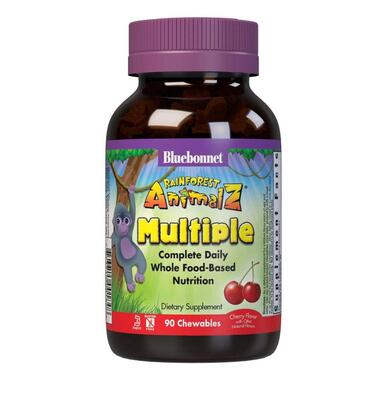 Мультивитамины для детей Bluebonnet Nutrition Rainforest Animalz Multiple, вкус вишни, 90 жевательных конфет