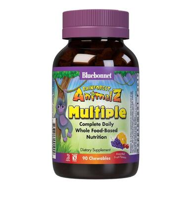 Мультивитамины для детей Bluebonnet Nutrition Rainforest Animalz Multiple, вкус фруктов, 90 жевательных конфет