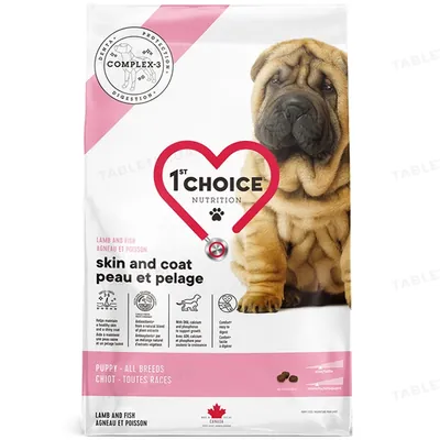 Корм сухий 1st Choice Puppy Skin and Coat для цуценят всіх порід зі смаком ягняти та риби, 11 кг