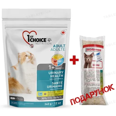 Набір корм сухий для дорослих котів 1st Choice Urinary Health для котів схильних до МБК 0,34 кг + Litter Pearls MonthlyMonitor 75г