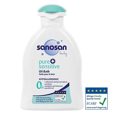Масло детское Sanosan pure+sensitive гипоаллергенное для купания, 200 мл