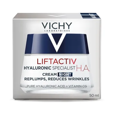 Крем для обличчя Vichy Liftactiv H.A. Hyaluronic Specialist нічний розгладжуючий з гіалуроновою кислотою для корекції зморшок, 50 мл