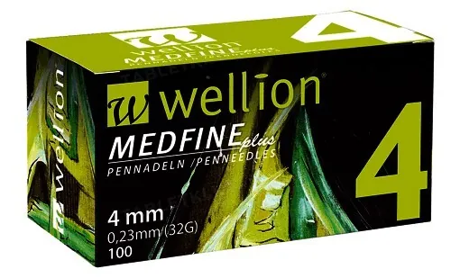 Голки для шприц-ручок Wellion MEDFINE plus одноразові стерильні, 32G (0,23 х 4 мм), 100 штук