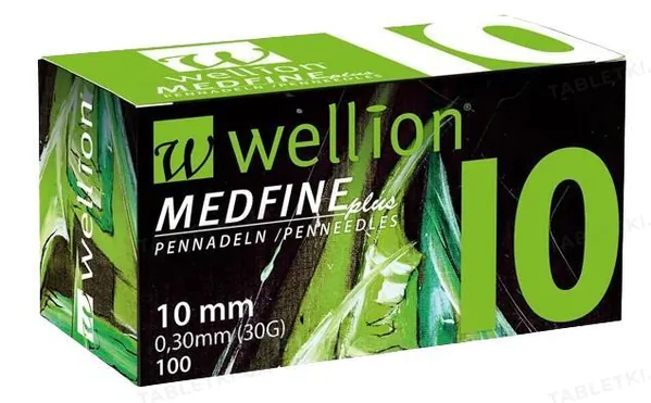 Голки для шприц-ручок Wellion MEDFINE plus одноразові стерильні, універсальні, 30G (0,30 х 10 мм), 100 штук