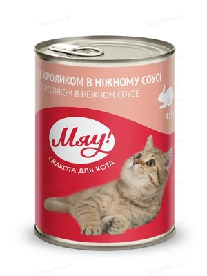 Корм вологий Мяу! для дорослих кішок з кроликом в ніжному соусі, 415 г