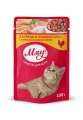 Корм влажный Мяу! для взрослых кошек с курицей в нежном соусе, 100 г