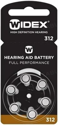 Батарейка для слухових апаратів Widex 312 AUX, 1 штука
