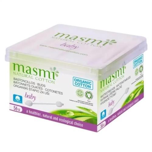 Ватні палички Masmi Organic дитячі з обмежувачем, 60 штук