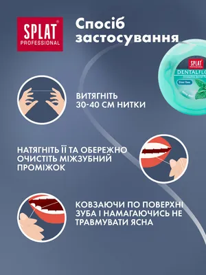 Зубна нитка Splat Professional тонка з волокнами срібла, 30 м