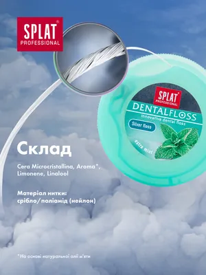 Зубна нитка Splat Professional тонка з волокнами срібла, 30 м