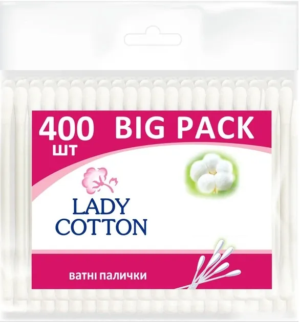 Ватні палички Lady Cotton в пакеті, 400 шт