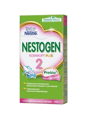 Смесь сухая молочная Nestogen 2 Комфорт Plus с пребиотиками и пробиотиками для детей с 6 месяцев, 350г