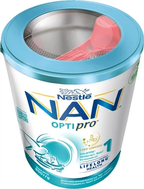 Суміш суха молочна NAN 1 Optipro з 5 олігосахаридами та L. Reuteri для дітей з народження, 800 г