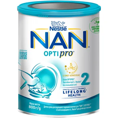 Суміш суха молочна NAN 2 Optipro з 5 олігосахаридами та L. Reuteri  для дітей з 6 місяців, 800 г
