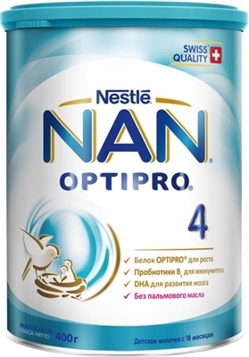 Смесь сухая молочная NAN 4 Optipro Молочко для детей от 18 месяцев, 400 г