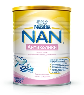 Смесь сухая молочная NAN Антиколики для детей с рождения, 400 г
