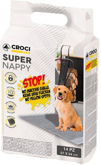 Пеленки для собак и кошек Croci Super nappy с активированным углем 57 см х 54 см, 14 штук