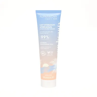 Молочко для обличчя та тіла Alphanova Organic Sun органічне зволожуюче після засмаги з ароматом моної, 150 мл