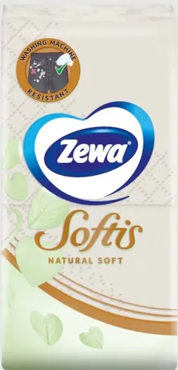 Хусточки паперові Zewa Softis Natural Soft 4 шари, 9 шт х 1 уп
