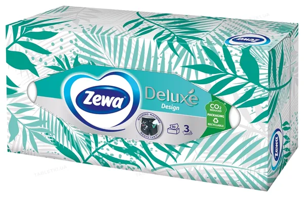 Серветки косметичні Zewa Deluxe Design 3 шари, 90 шт