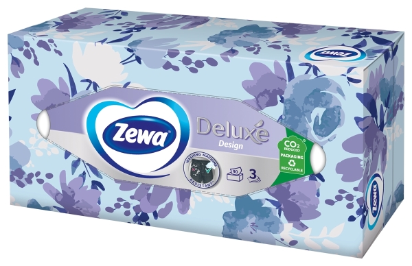 Салфетки косметические Zewa Deluxe Design 3 слоя, 90 шт