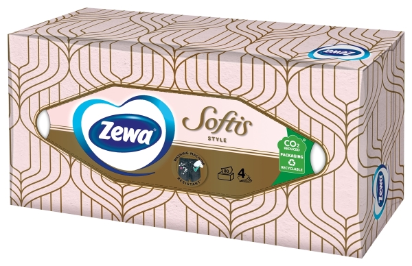 Салфетки косметические Zewa Softis Style 4 слоя, 80 шт