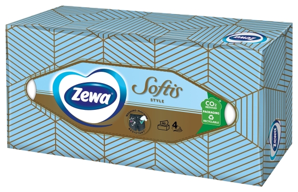 Салфетки косметические Zewa Softis Style 4 слоя, 80 шт