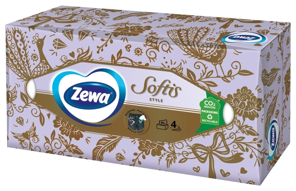 Салфетки косметические Zewa Softis Style 4 слоя, 80 шт