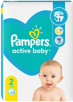 Підгузки дитячі Pampers Active Baby розмір 2, 4-8 кг, 43 шт