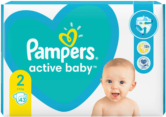 Підгузки дитячі Pampers Active Baby розмір 2, 4-8 кг, 43 шт