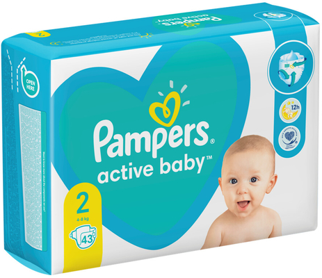 Підгузки дитячі Pampers Active Baby розмір 2, 4-8 кг, 43 шт