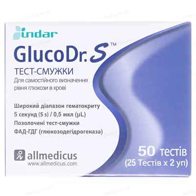 Тест-смужки GlucoDr. S AGM-513S для глюкометра, 50 штук (2х25)