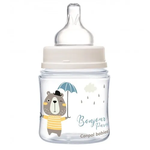 Пляшечка Canpol Babies Easystart Bonjour Paris 35/231_blu антиколікова з широким отвором, синя, 120 мл