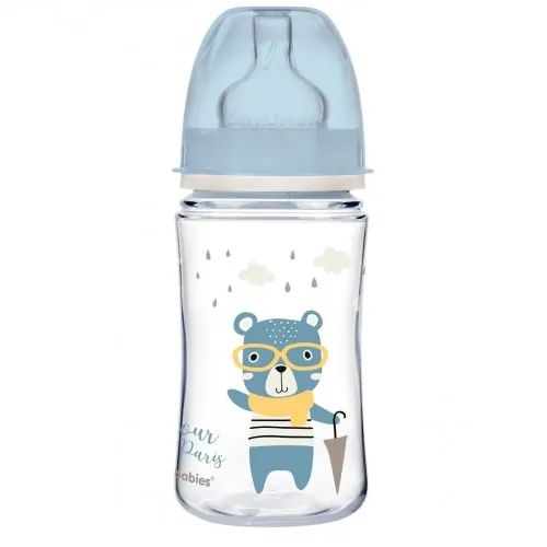 Пляшечка Canpol Babies Easystart Bonjour Paris 35/232_blu антиколікова з широким отвором, синя, 240 мл