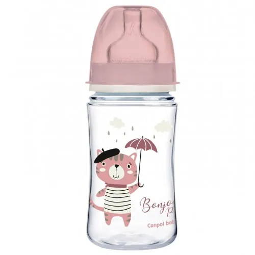 Пляшечка Canpol Babies Easystart Bonjour Paris 35/232_pin антиколікова з широким отвором, рожева, 240 мл