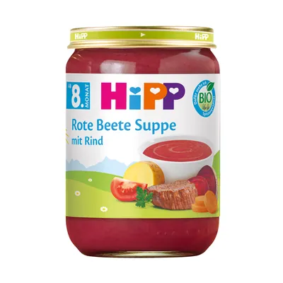 Пюре м’ясо-овочеве HiPP Organic Борщик з яловичиною з 8 місяців, 190 г